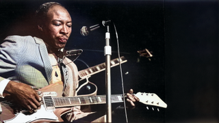 American blues singer and musician Jimmy Reed (1925 - 1976), circa 1965.