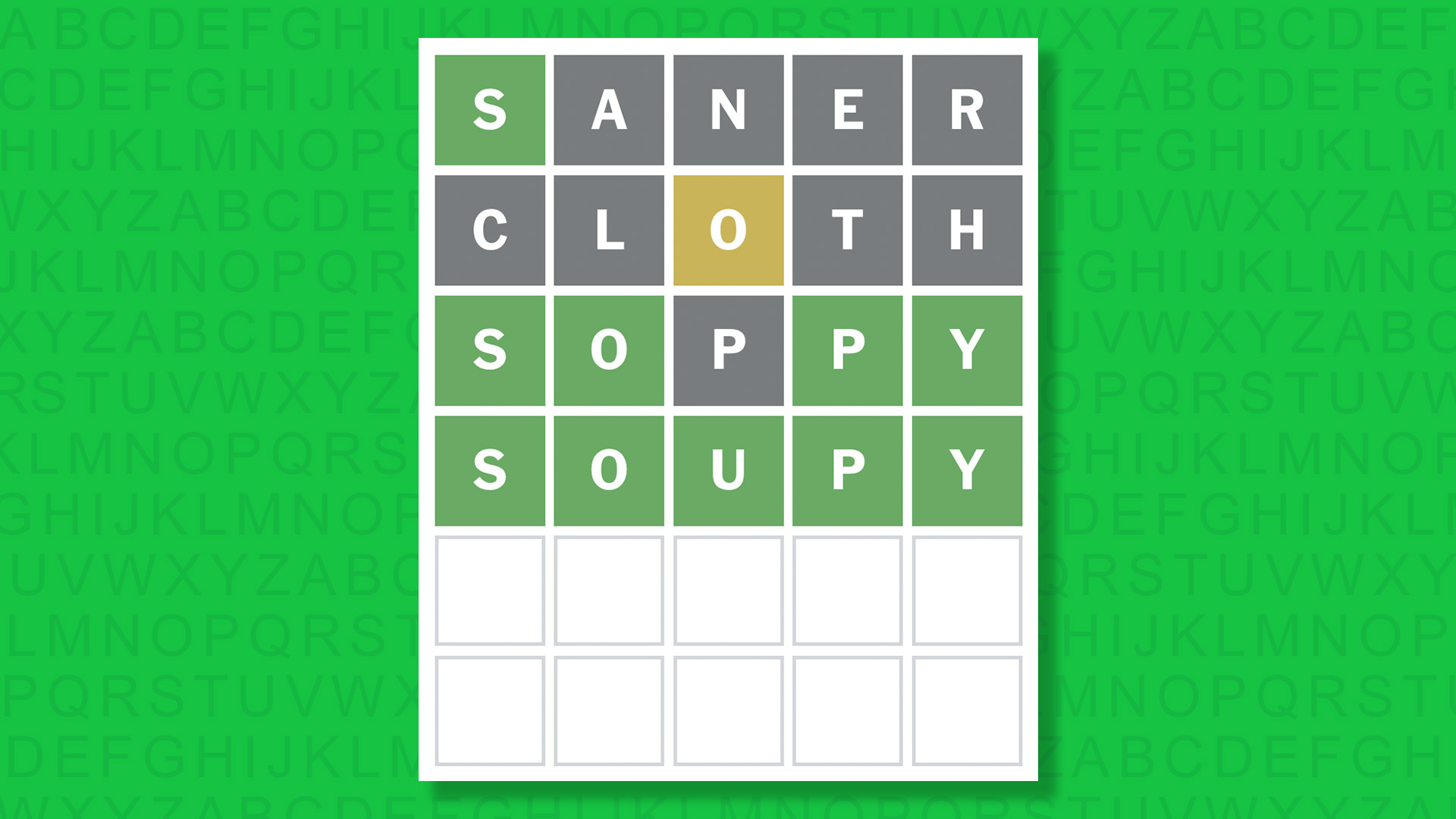 NYT Wordle answer for game 1904 on a green background