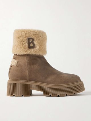 Turin Shearling-Trimmed Suede Boots