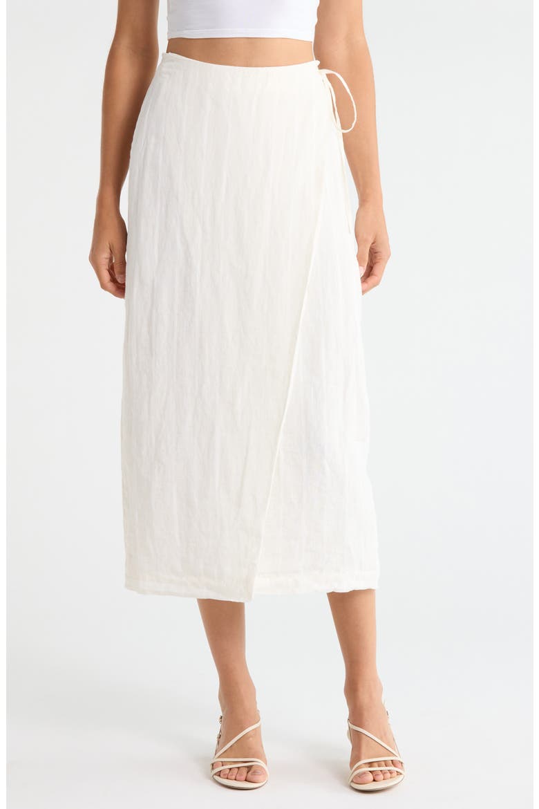 The Invisible String Linen Blend Wrap Midi Skirt