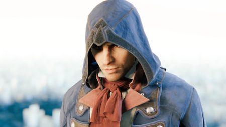 Best Assassin's Creed protagonists: close-up of Arno Dorian during Assassin's Creed Unity. 