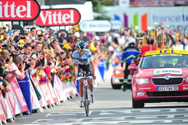 Alberto Contador (Saxo Bank) takes third on the stage