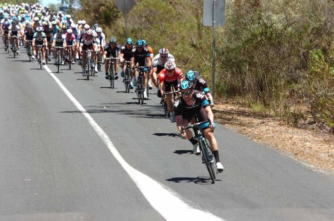 Bernhard Eisel put in a big stint for Sky at the head of the peloton.