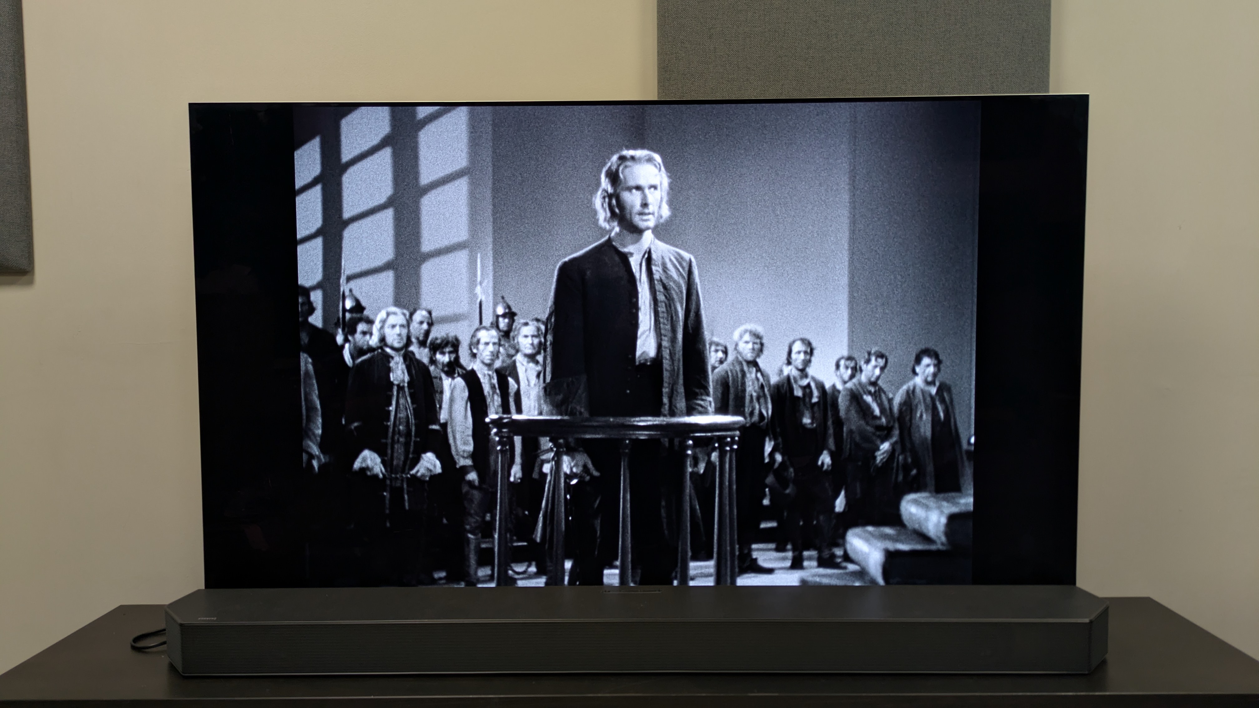 Captain Blood 4K Blu-ray on LG G5, showing Captain Blood on trial 