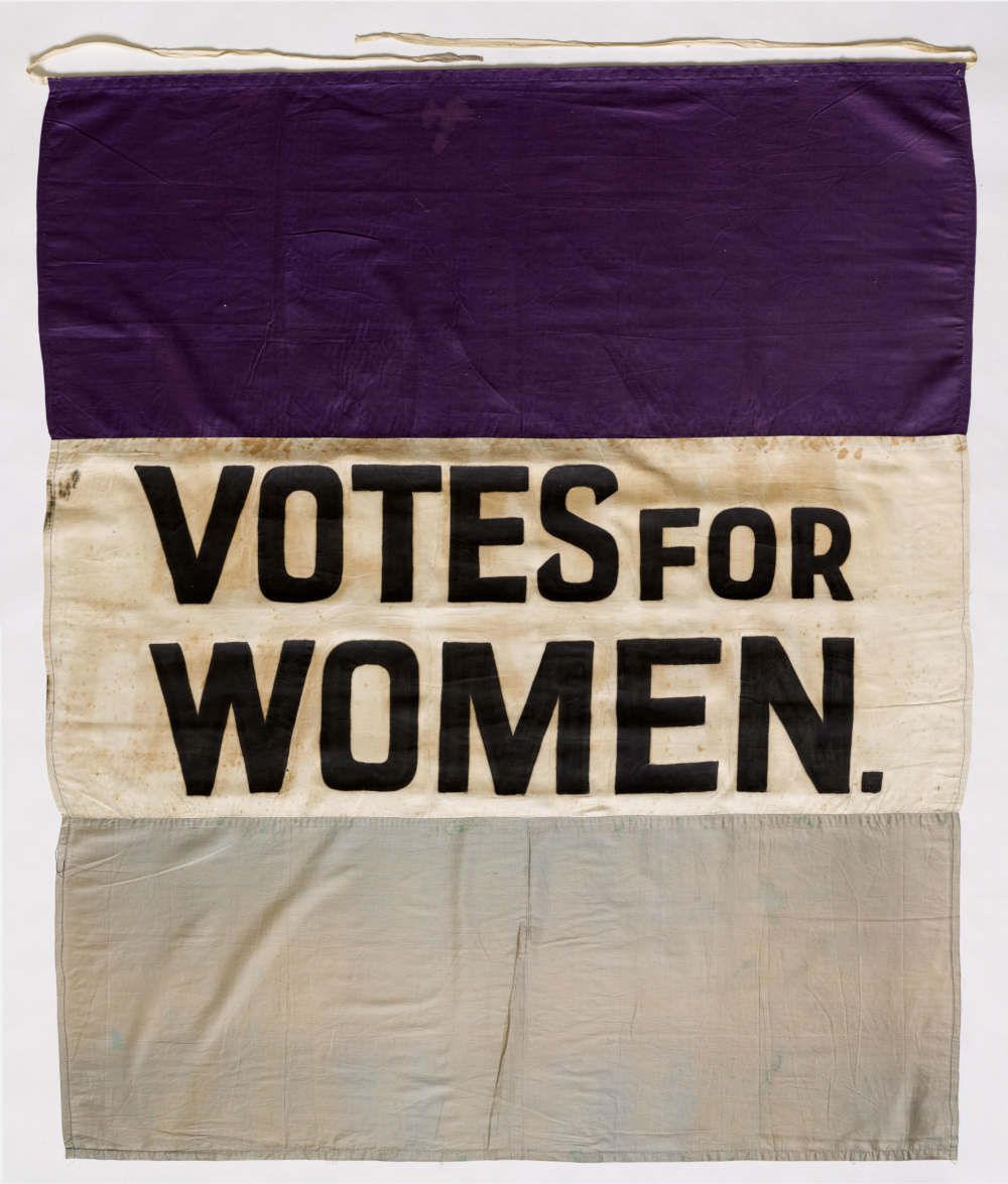 Banner saying &quot;Votes for Women&quot; from early 20th century