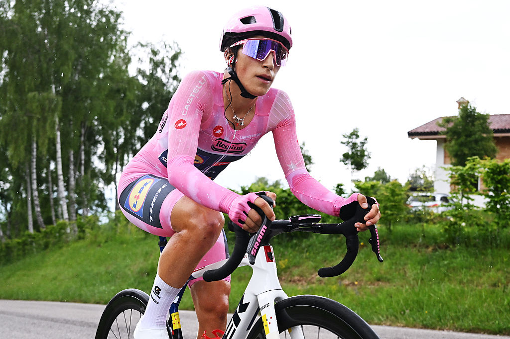 Elisa Balsamo (Lidl - Trek) during the time trial at the 2026 Giro d'Italia Women in Nevegal, Italy. (Photo by Luc Claessen/Getty Images)