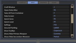 Sci-fi RPG Encased's controls menu