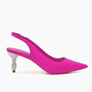 pink slingback court with crystalled heel