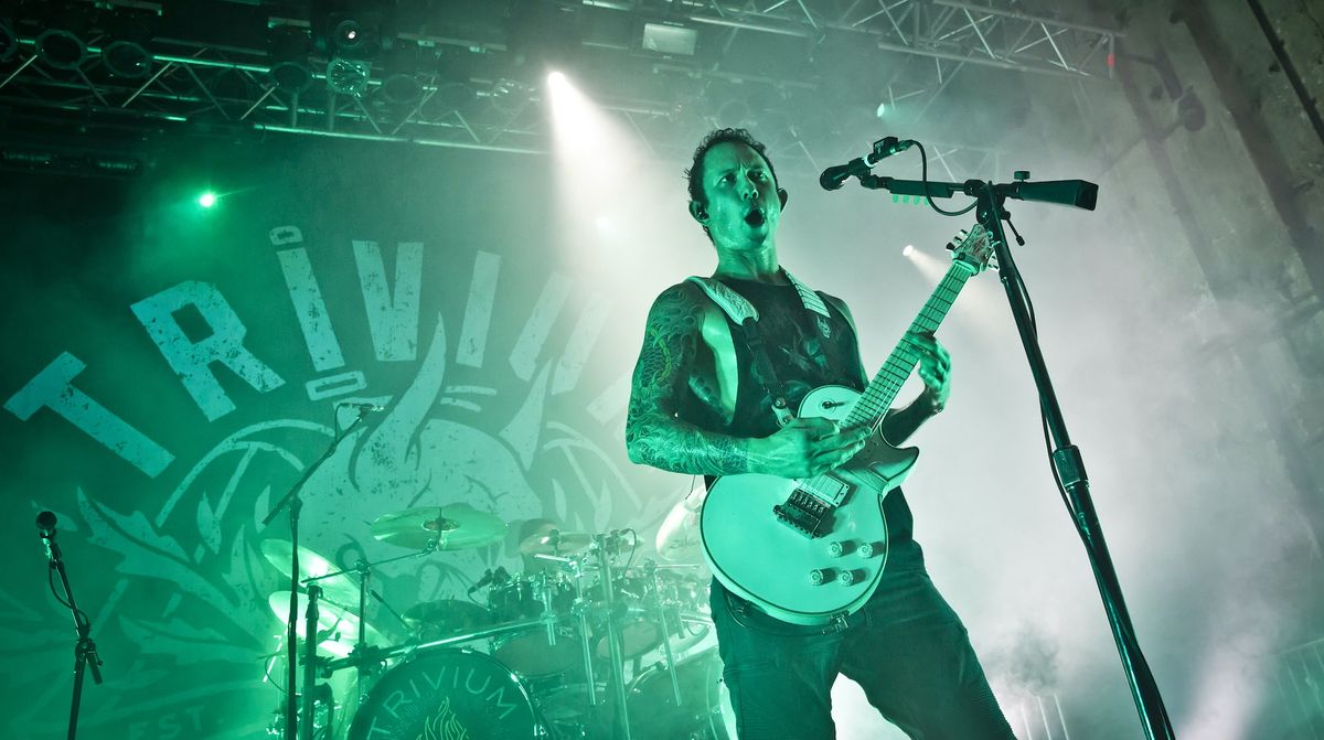 Matthew Heafy performs live on stage with Trivium during a concert at the Kesselhaus on June 19, 2019