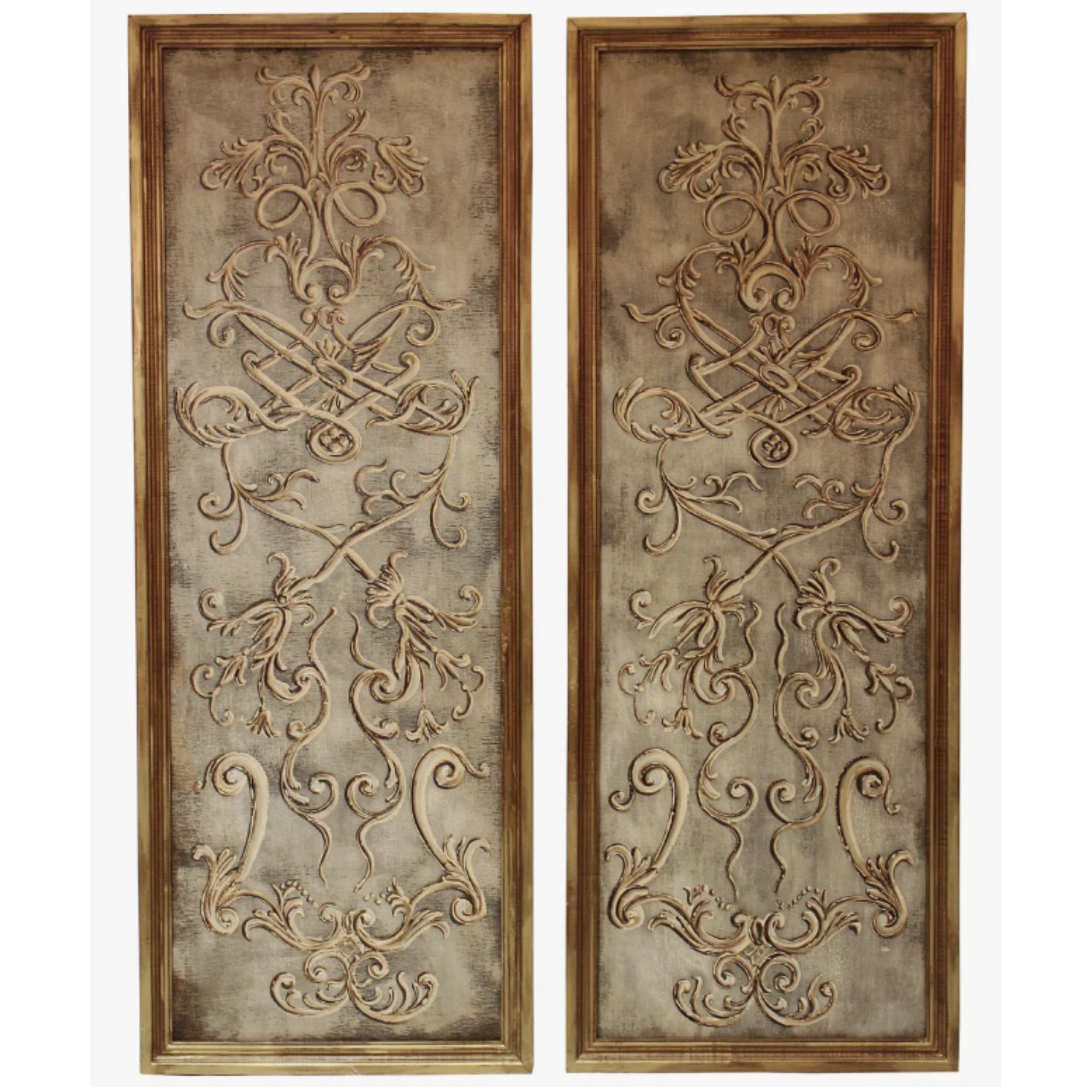 Handmade Traditional Plants &amp;amp; Flowers Wall Decor on Solid Wood (Set of 2)