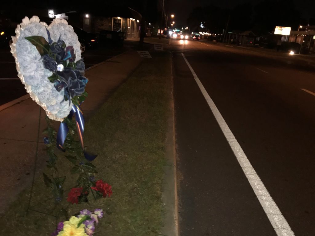 The memorial to the three shooting victims in Tampa.