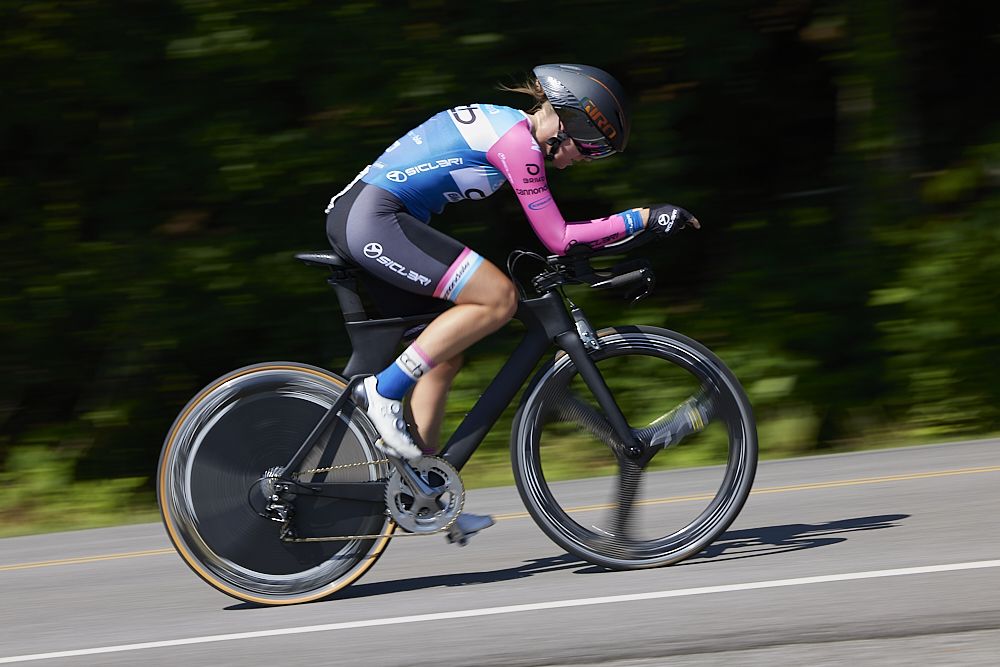Kira Payer (CCB BikeReg) on her way to the U23 time trial win at the USA Cycling Pro Road Championships