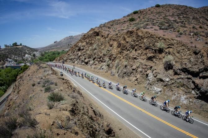 The race gets strung out after a break escapes off the front