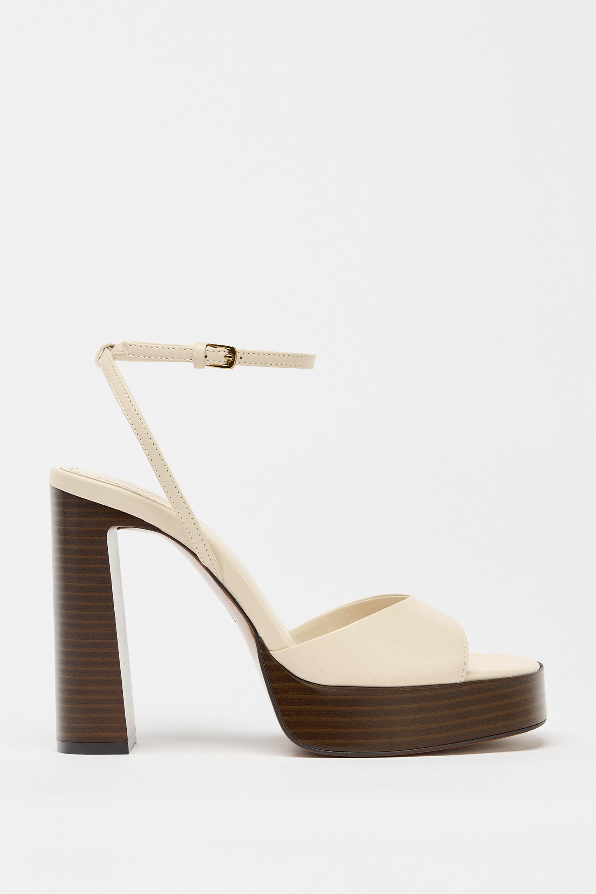 Leather Platform Heeled Sandals