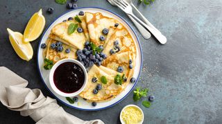 lemon and blueberry protein pancakes