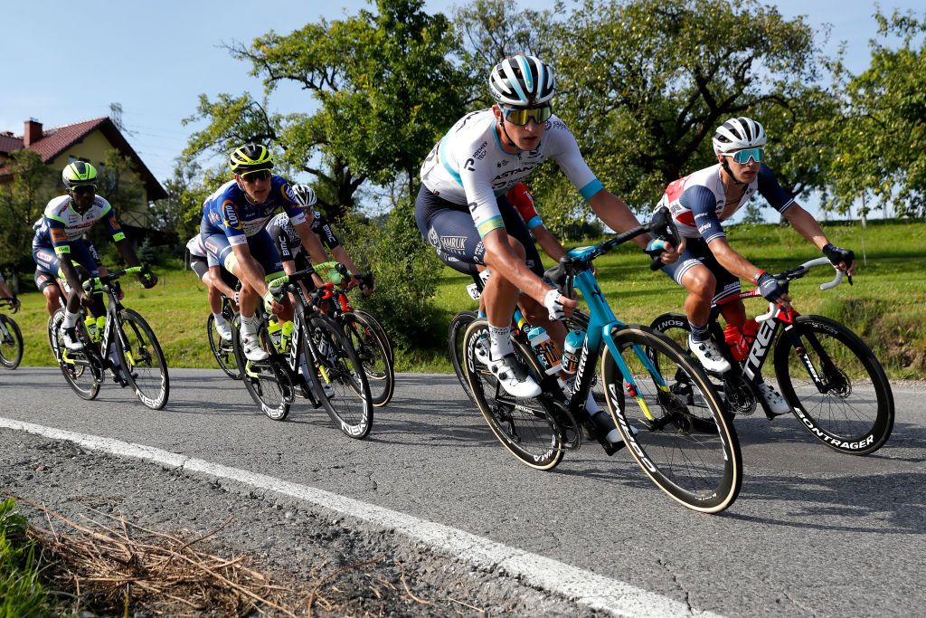 BUKOVINA RESORT POLAND AUGUST 12 Yevgeniy Fedorov of Kazakhstan and Team Astana Premier Tech during the 78th Tour de Pologne 2021 Stage 4 a 160km stage from Azoty Group Tarnw to Bukovina Resort 924m TourdePologne TDP2021 UCIWT on August 12 2021 in Bukovina Resort Poland Photo by Bas CzerwinskiGetty Images