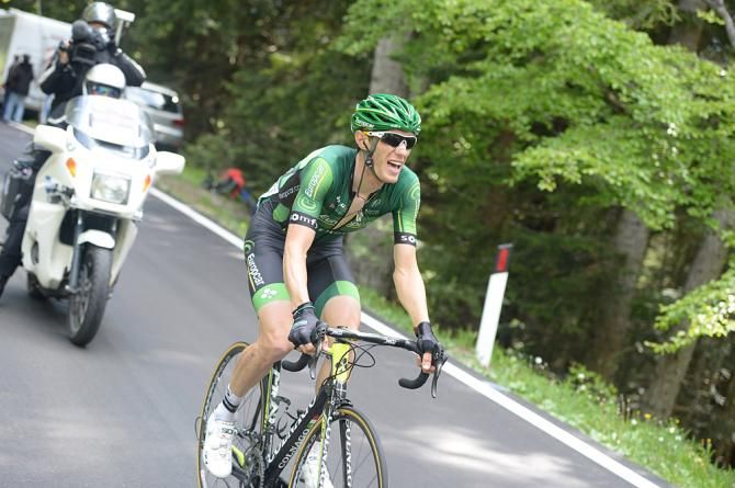 Pierre Rolland (Team Europcar) makes his move on the climb