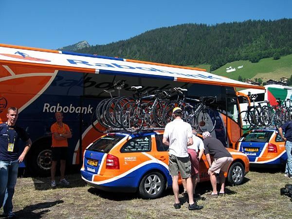 The Rabobank armada prepares to hit the road.