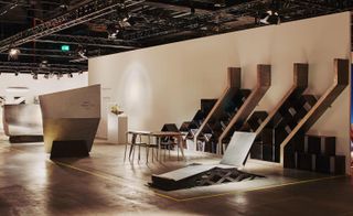 A tribute to Claude Parent, staged by Galerie Philippe Gravier, featured large-scale sculptures as well as furniture by the late architect