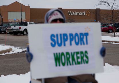 Protestors rally for a living wage at Walmart on Black Friday 2014