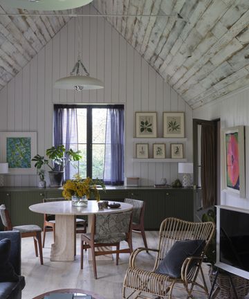 A mix of rustic textures and countryside colors gives this cottage a ...