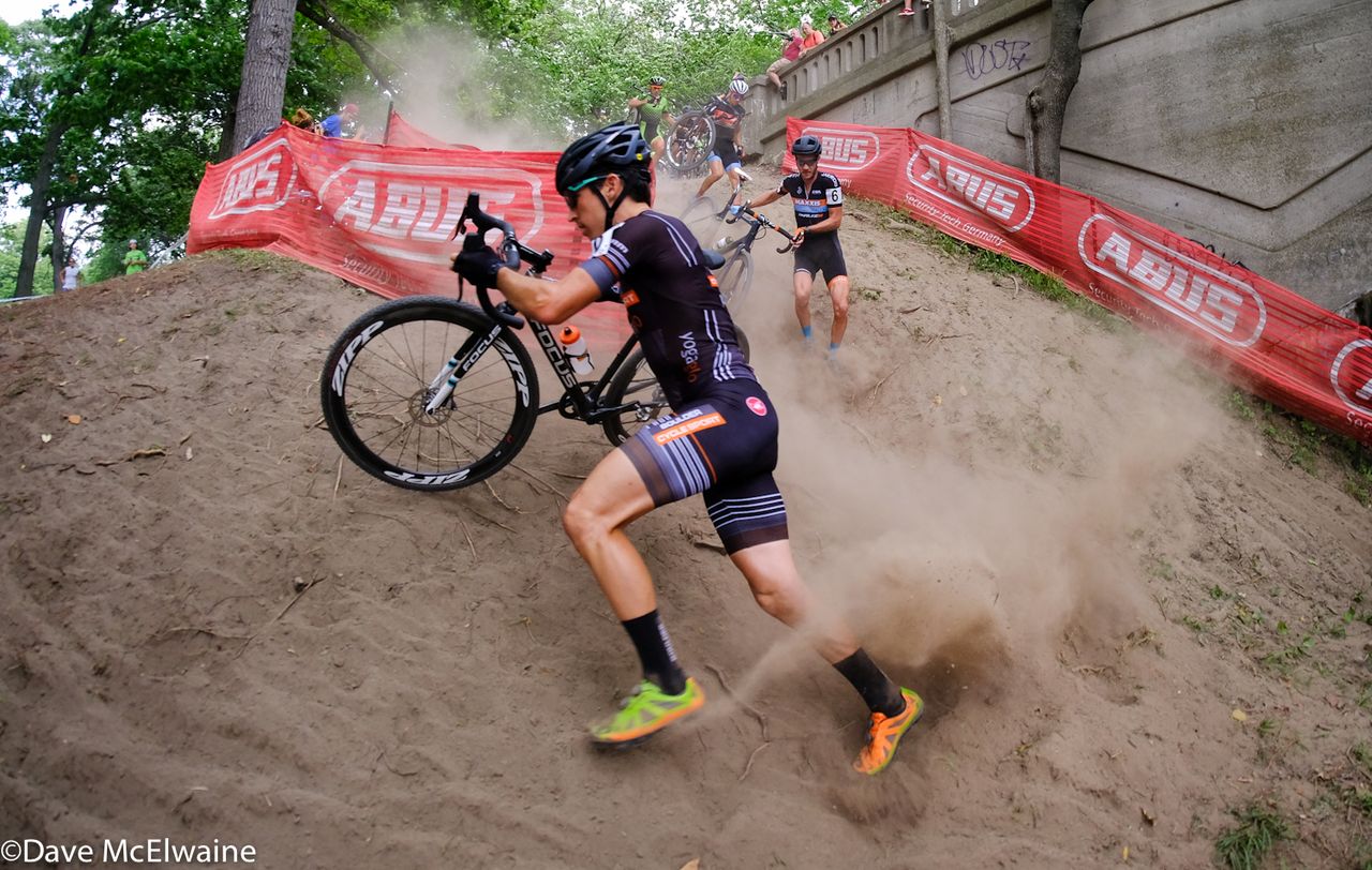 Allen Krughoff (Boulder Cycle Sport) leading the race during the first lap.