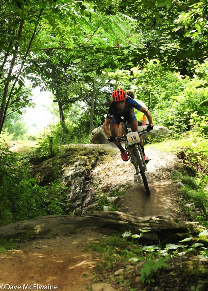 Tom Sampson (Adigga Racing) alone of the final descent