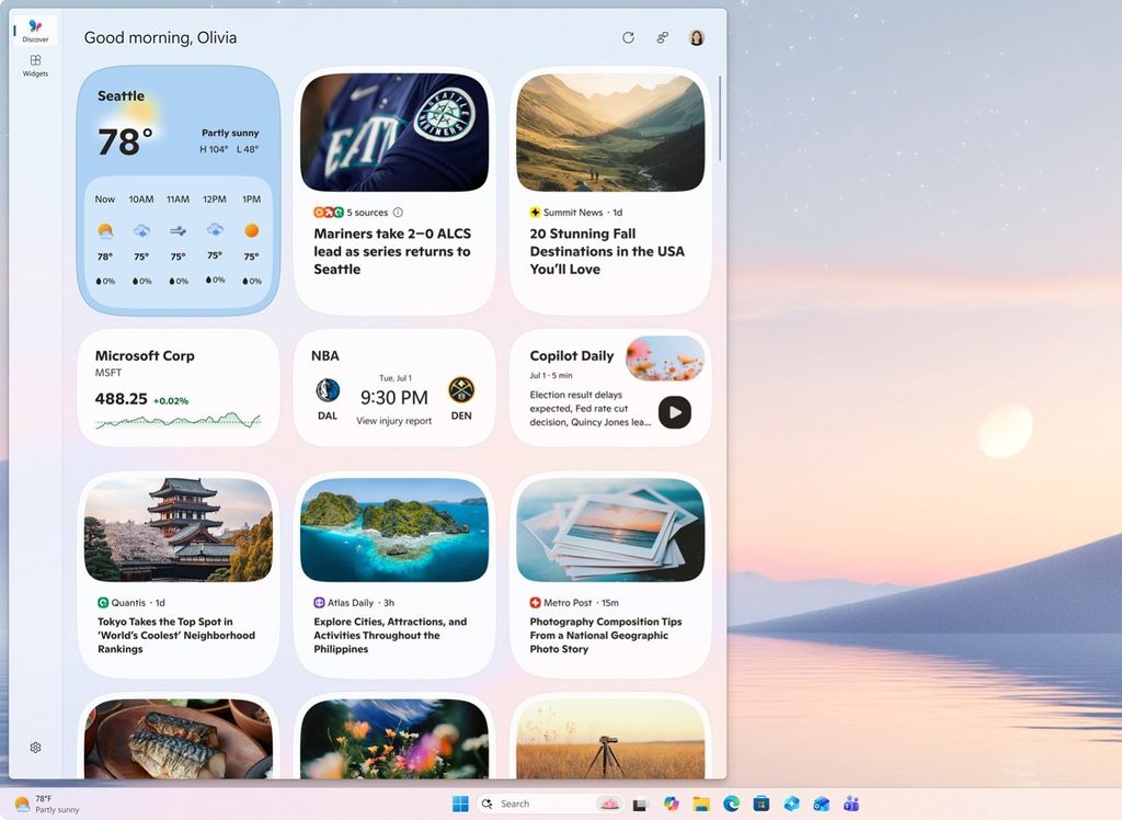 Windows 11 new widgets board design