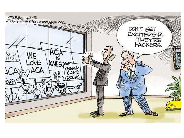 Obama cartoon Obamacare hackers