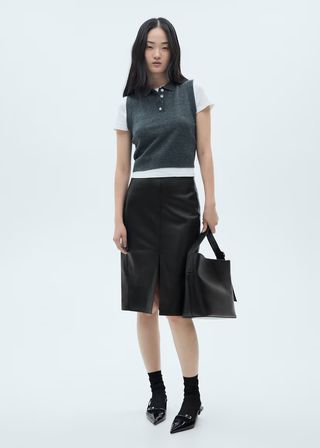 Mango, Faux-Leather Pencil Skirt