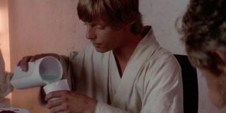 Luke Skywalker drinking blue milk in Star Wars: A New Hope