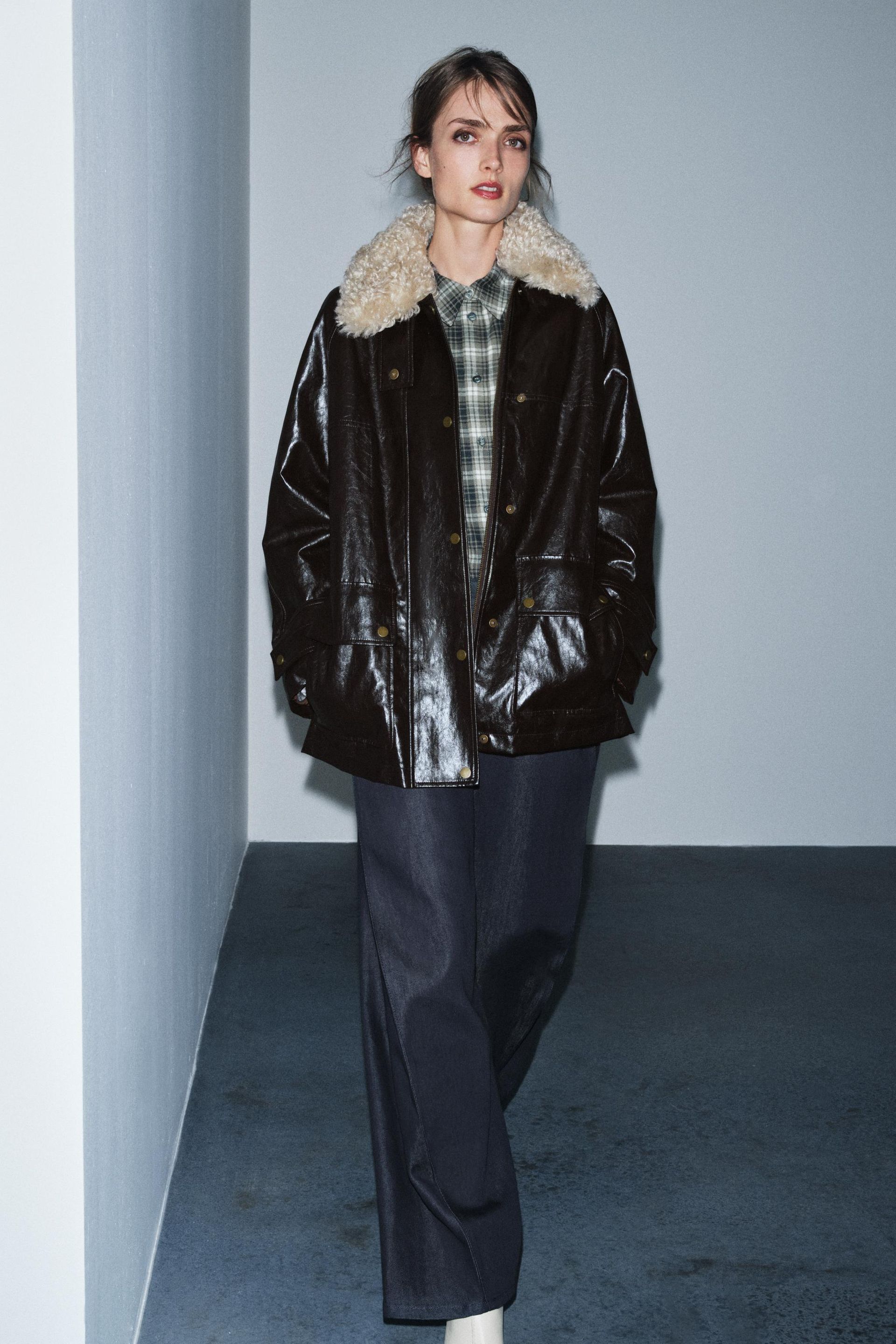 Faux Fur Collar Jacket Zw Collection