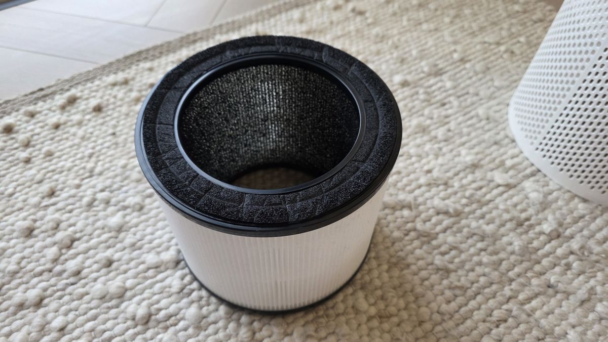 A closeup of the Coway Airmega 100's air filter.