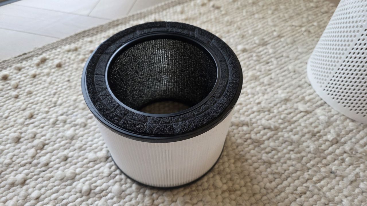 A closeup of the Coway Airmega 100's air filter.