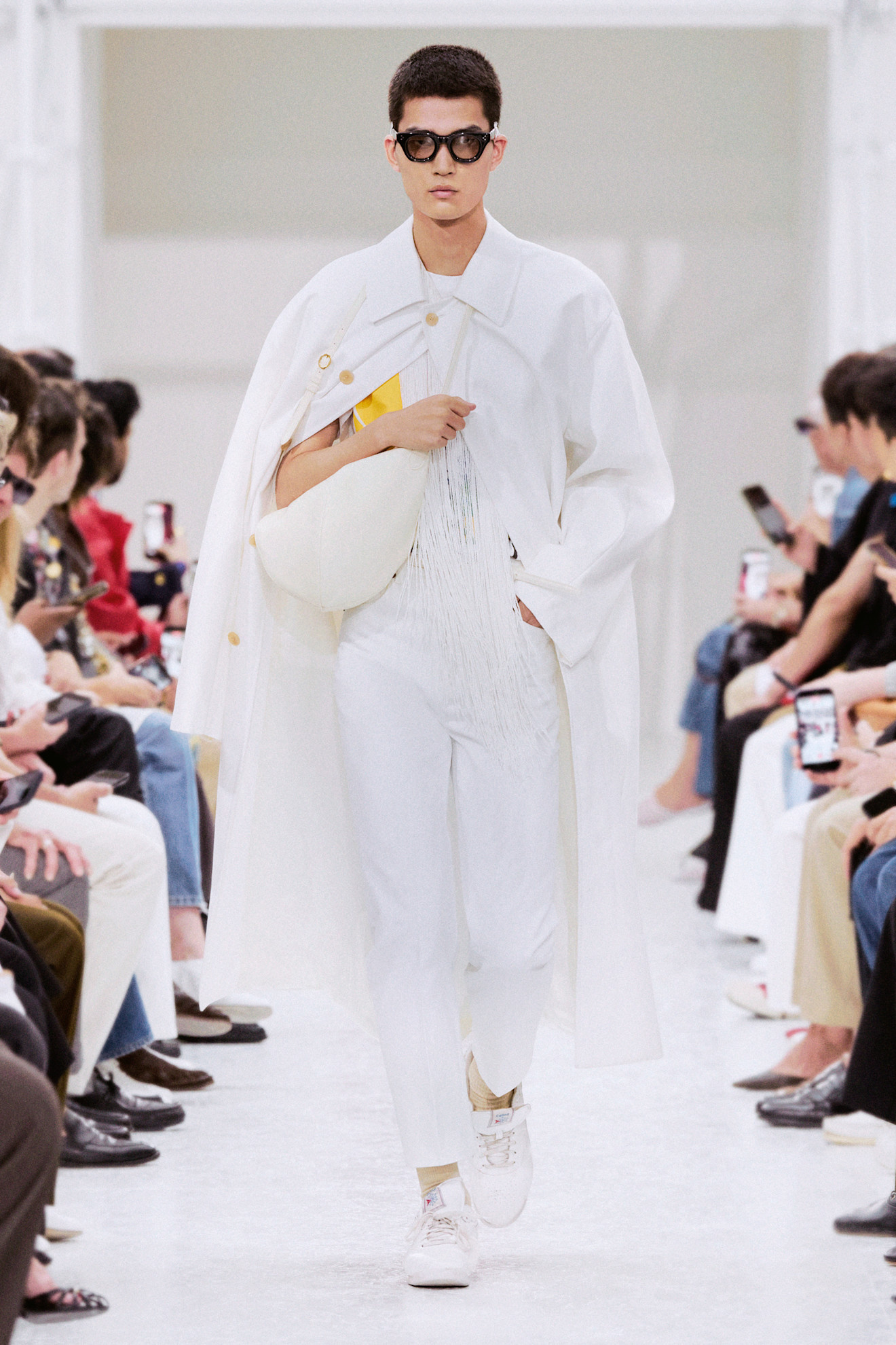 A model wore the Celine x Reebok sneaker collaboration on the menswear Spring 2027 runway