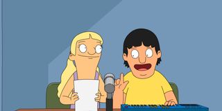 Gene and Courtney doing the announcements in Bob's Burgers.