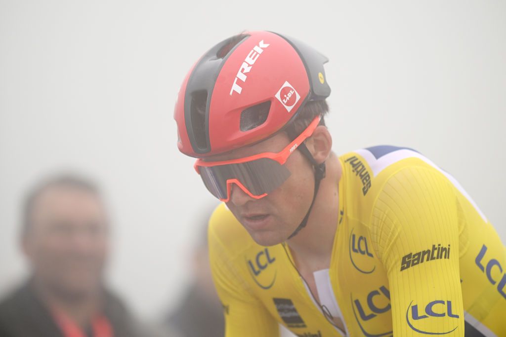 Mads Pedersen at the stage 2 finish of the Crit&eacute;rium du Dauphin&eacute;