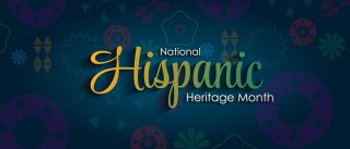 Hispanic Heritage Month graphic with Papel Picado pattern 