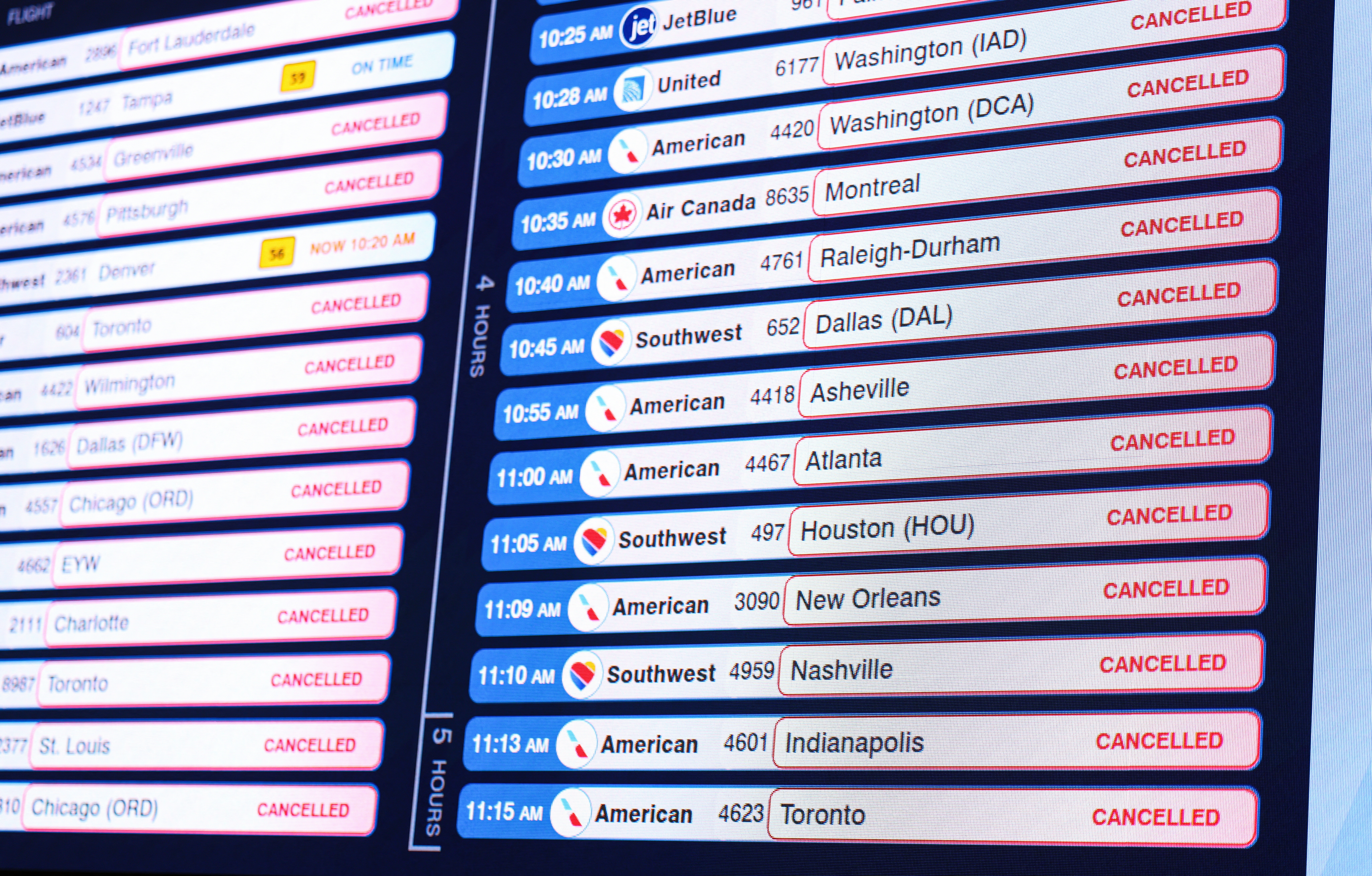 Flight cancelation board