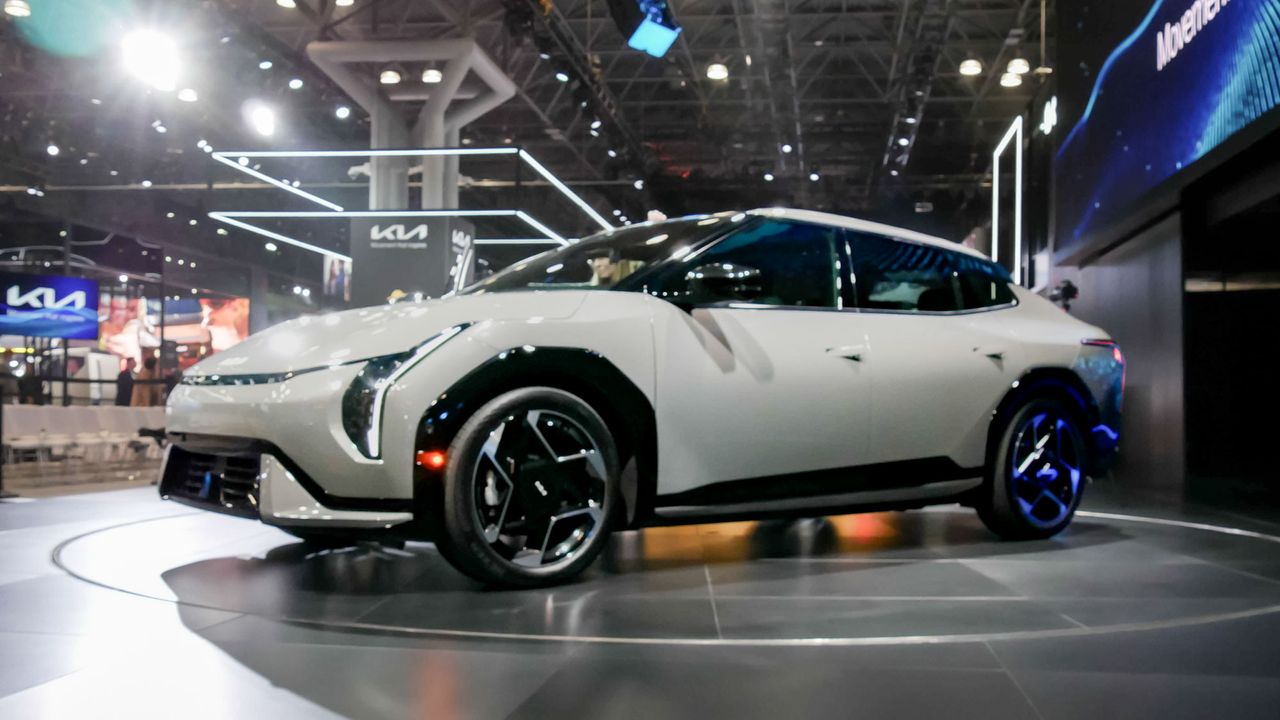 2026 Kia EV4 at New York Auto Show 2025.