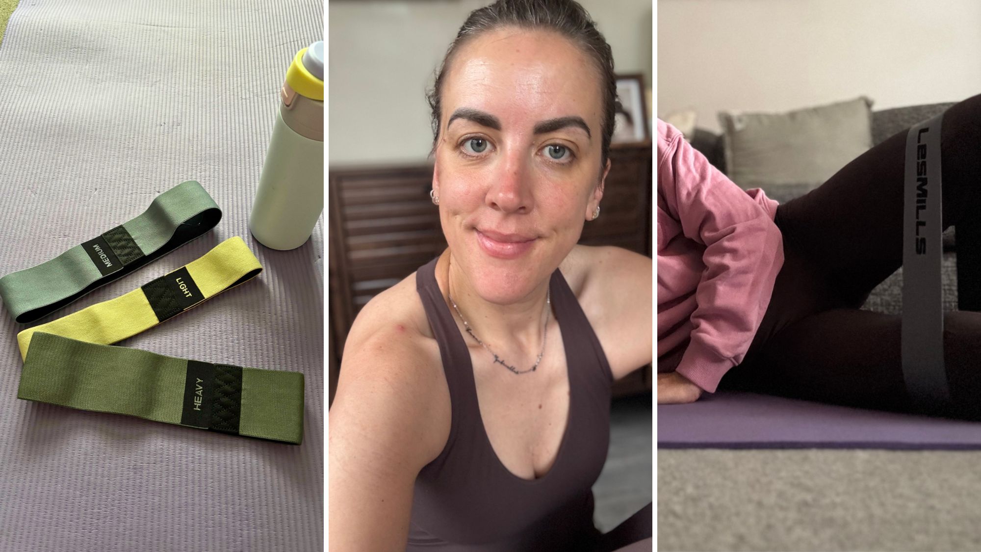 Freelance writer Rebecca Lawton trying resistance band workouts at home as a busy mum