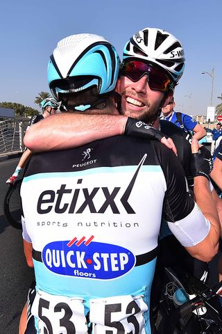 Congratulatory hugs for Cavendish in Dubai