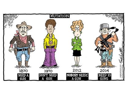Editorial cartoon gun rights mutation