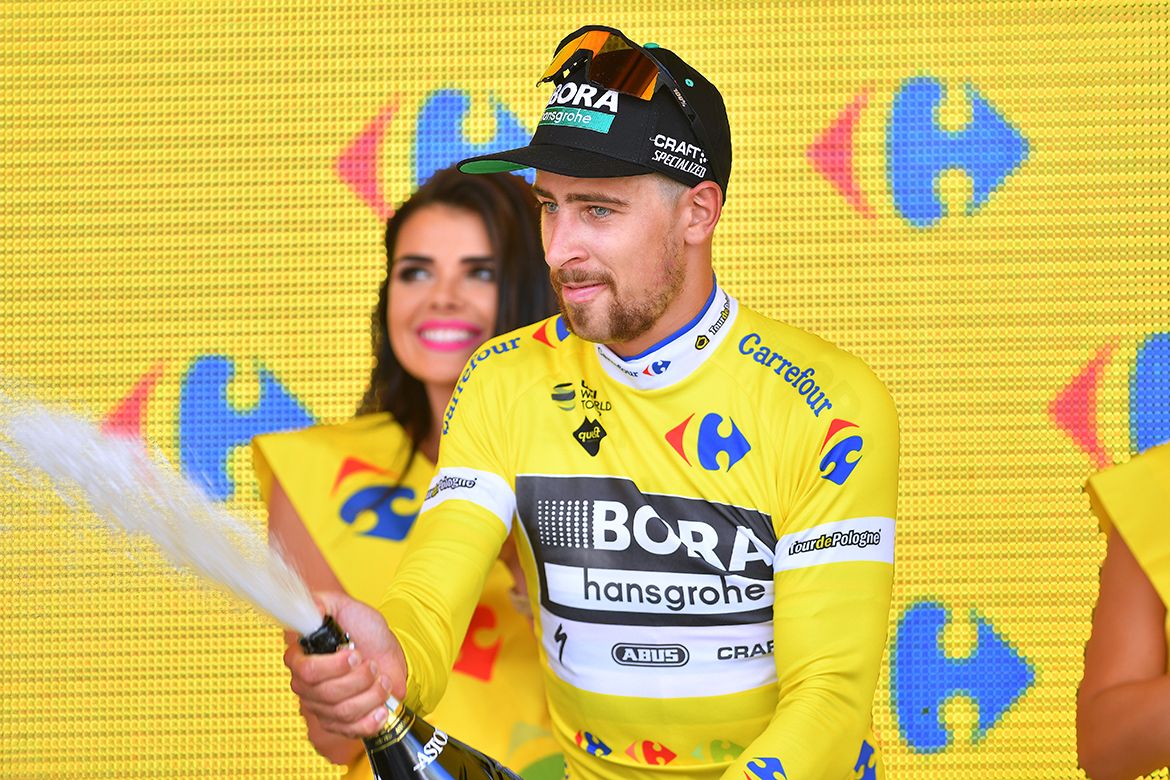 Peter Sagan in the Tour de Pologne leader's jerseey