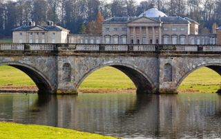 Kedleston Hall, Derbyshire. Matthew Brettingham and James Paine designed the house, with Robert Adam taking over the design and the addition of the more dramatic portico in 1760.