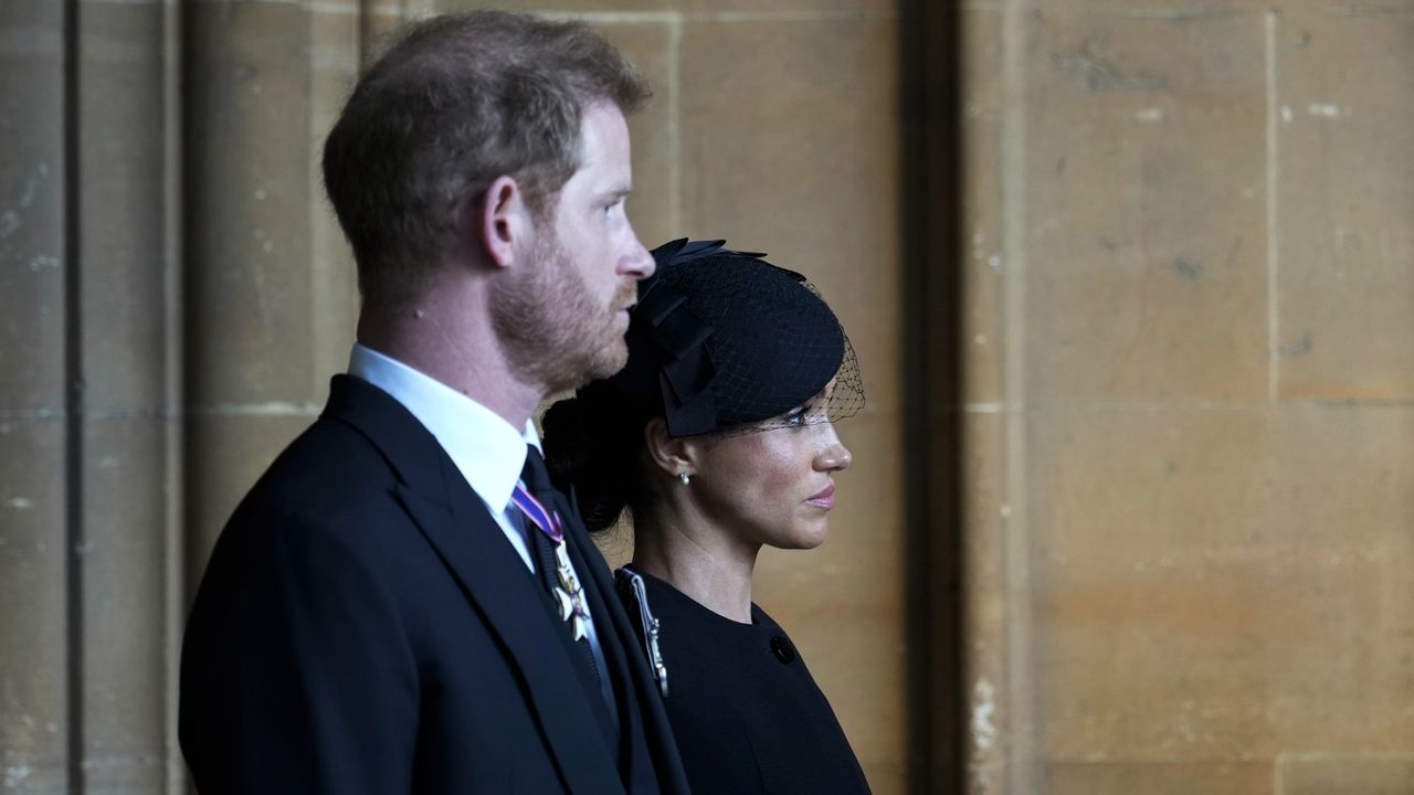 Prince Harry and Meghan Markle at the Queen&#039;s funeral