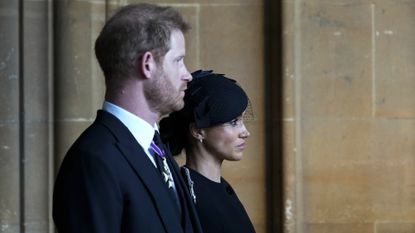 Prince Harry and Meghan Markle at the Queen's funeral