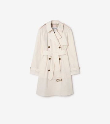 Mid-Length Lightweight Cotton Belgravia Trench Coat&amp;#8203; in Seashell White - Women, Cotton Gabardine | Burberry&amp;reg; Official
