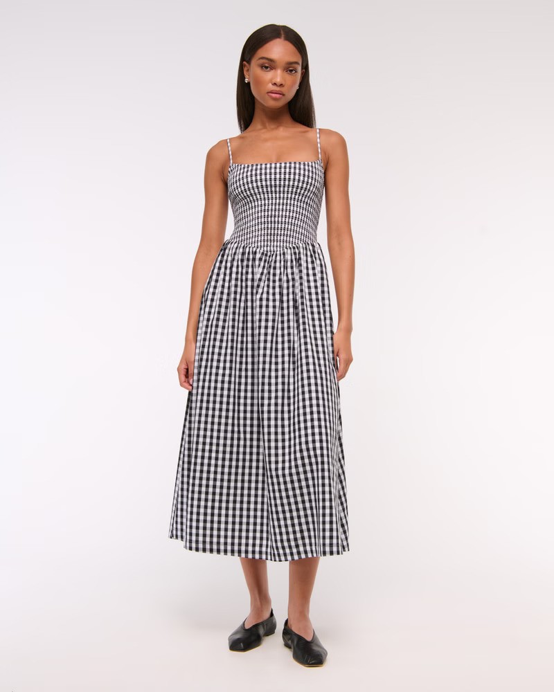 Abercrombie & Fitch, Dipped-Waist Smocked Midi Dress