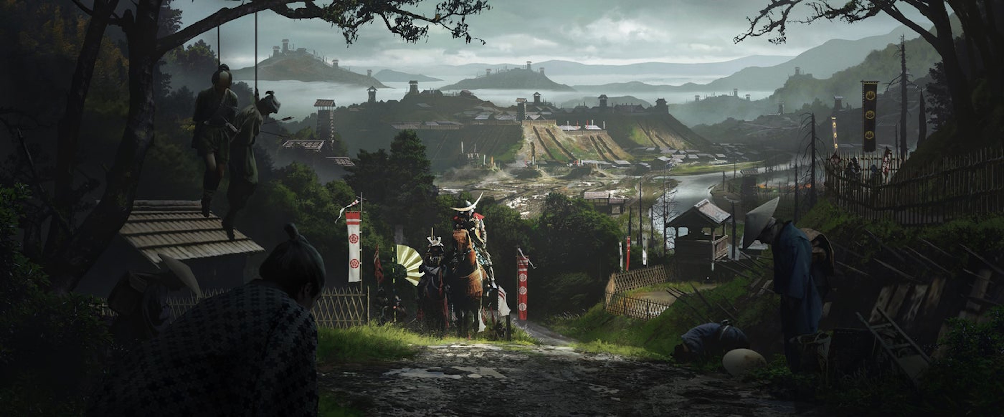 Assassin's Creed Shadows concept art showing Sekigahara Teppotai flag
